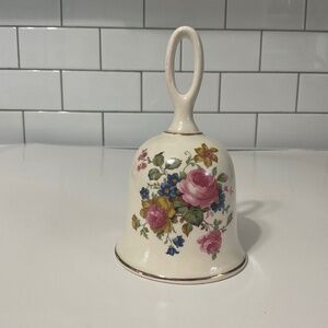 VTG Sadler Porcelain Pink Roses Floral Bell Made in England